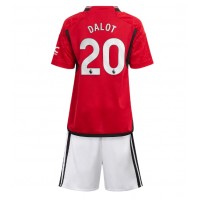 Camisa de Futebol Manchester United Diogo Dalot #20 Equipamento Principal Infantil 2023-24 Manga Curta (+ Calças curtas)
